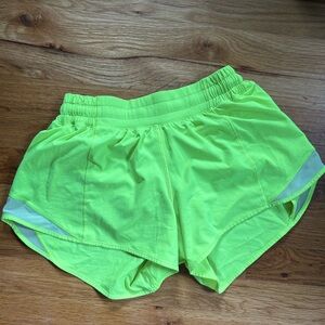 Lululemon neon yellow/green hottie hot shorts